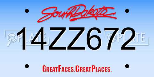 14ZZ672 South Dakota License Plate