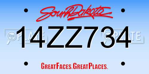 14ZZ734 South Dakota License Plate