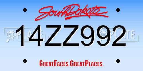 14ZZ992 South Dakota License Plate