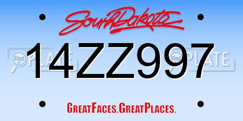 14ZZ997 South Dakota License Plate