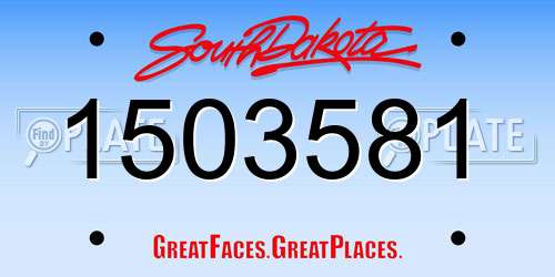1503581 South Dakota License Plate