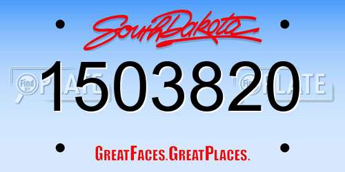 1503820 South Dakota License Plate