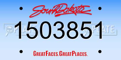 1503851 South Dakota License Plate