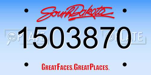 1503870 South Dakota License Plate