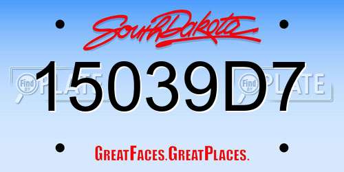 15039D7 South Dakota License Plate