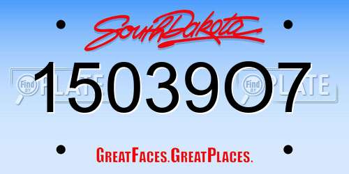 15039O7 South Dakota License Plate