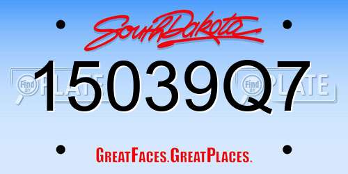 15039Q7 South Dakota License Plate
