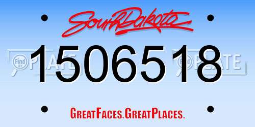 1506518 South Dakota License Plate