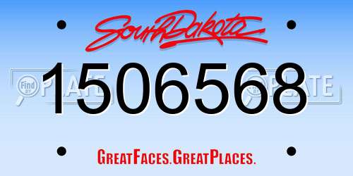 1506568 South Dakota License Plate