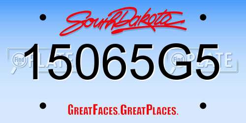 15065G5 South Dakota License Plate