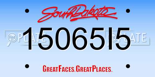 15065I5 South Dakota License Plate