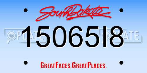 15065I8 South Dakota License Plate