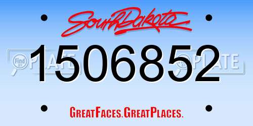 1506852 South Dakota License Plate