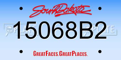 15068B2 South Dakota License Plate