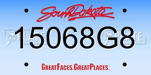 15068G8 South Dakota License Plate