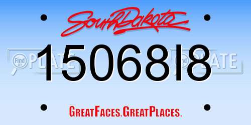 15068I8 South Dakota License Plate