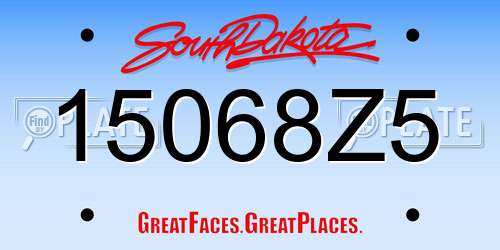 15068Z5 South Dakota License Plate