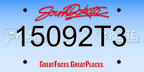 15092T3 South Dakota License Plate