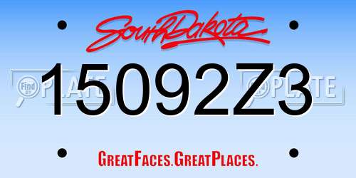 15092Z3 South Dakota License Plate