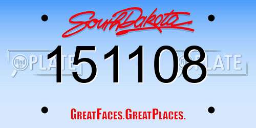151108 South Dakota License Plate