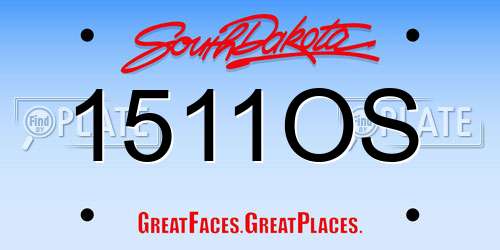 1511OS South Dakota License Plate