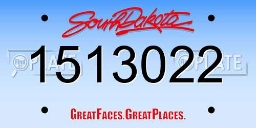 1513022 South Dakota License Plate
