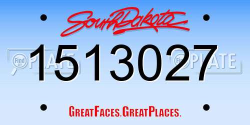 1513027 South Dakota License Plate