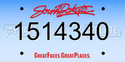 1514340 South Dakota License Plate