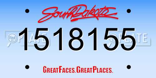 1518155 South Dakota License Plate
