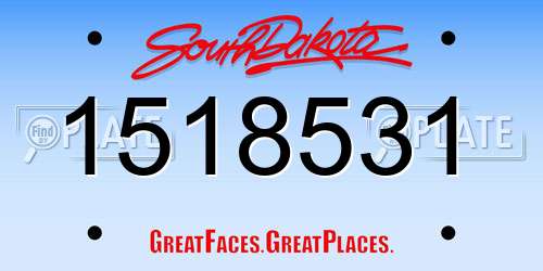 1518531 South Dakota License Plate