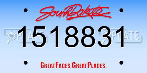 1518831 South Dakota License Plate