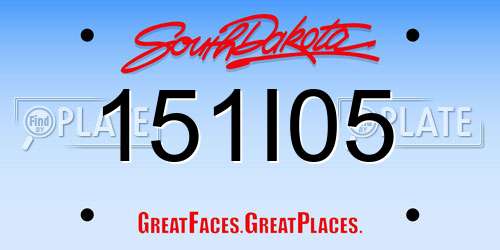 151I05 South Dakota License Plate