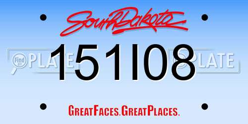 151I08 South Dakota License Plate