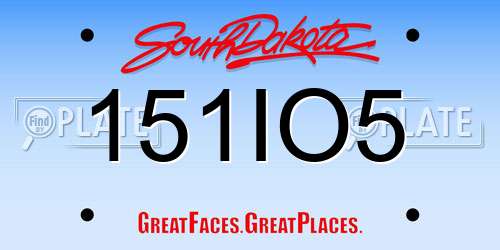 151IO5 South Dakota License Plate