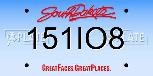 151IO8 South Dakota License Plate