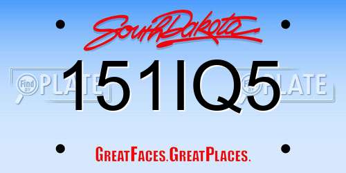 151IQ5 South Dakota License Plate