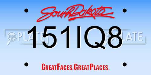 151IQ8 South Dakota License Plate