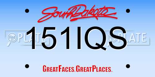 151IQS South Dakota License Plate