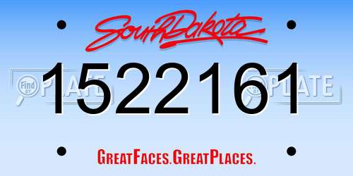 1522161 South Dakota License Plate