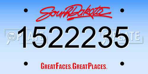 1522235 South Dakota License Plate