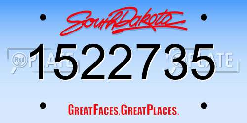 1522735 South Dakota License Plate