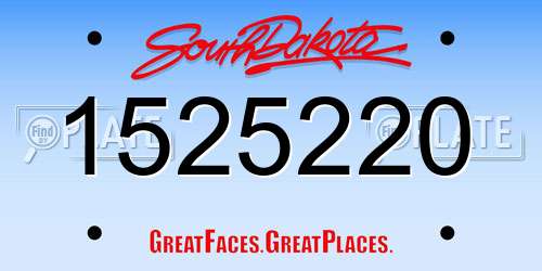 1525220 South Dakota License Plate
