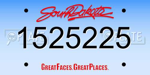 1525225 South Dakota License Plate