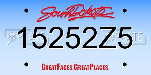 15252Z5 South Dakota License Plate