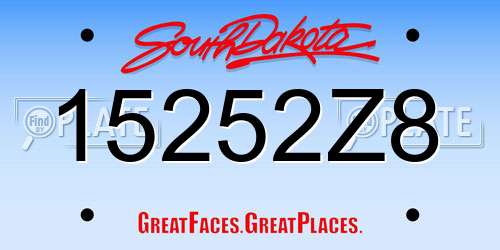 15252Z8 South Dakota License Plate