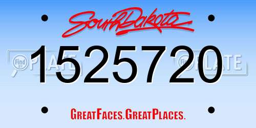 1525720 South Dakota License Plate