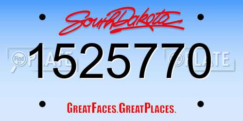 1525770 South Dakota License Plate