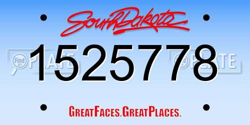 1525778 South Dakota License Plate