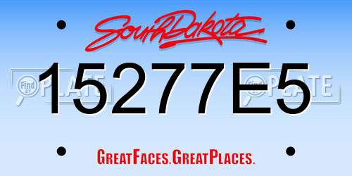 15277E5 South Dakota License Plate