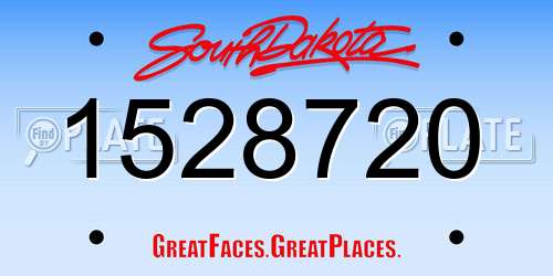 1528720 South Dakota License Plate